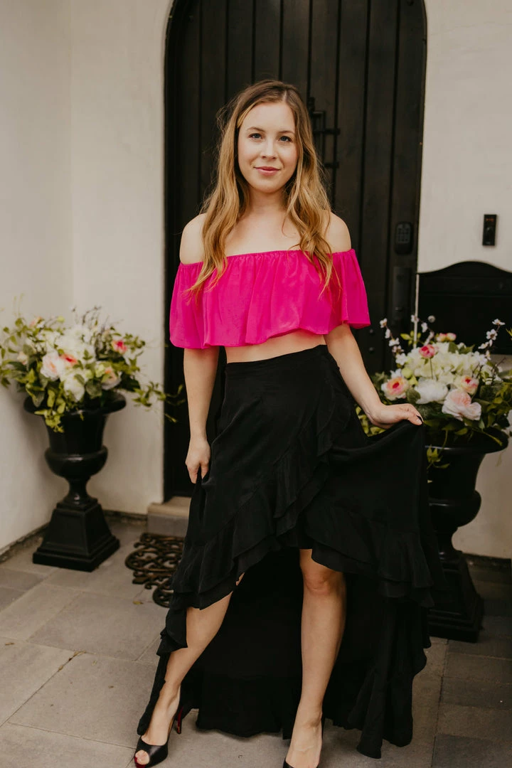 Shahida Parides Ruffle Crop Top Fuchsia 3 Shahida Parides Ruffle Crop Top Fuchsia