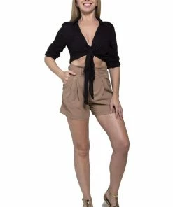 Dress Forum High-Waist Pleated Shorts Tan Basics 11 Dress Forum High-Waist Pleated Shorts Tan Basics