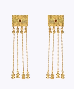 La Sierra Terracotta And Gold Qumran Earrings