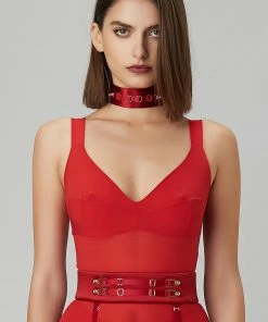 Murmur Accessories Red Satin Collar