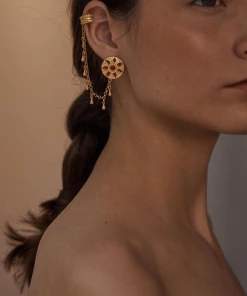 La Sierra Terracotta And Gold Round Earrings