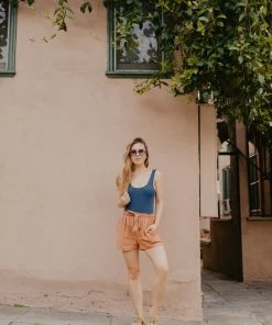 Fanco Basics Front Tie Short Shorts Peach