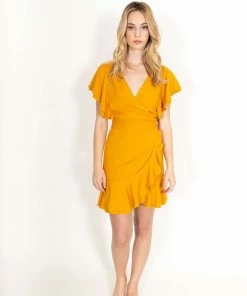 Jet Set Diaries Dresses Yellow Ruffled Dress