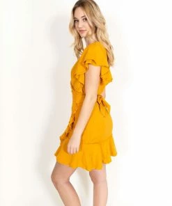 Jet Set Diaries Dresses Yellow Ruffled Dress