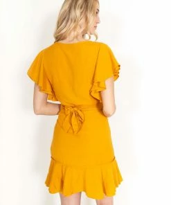 Jet Set Diaries Dresses Yellow Ruffled Dress