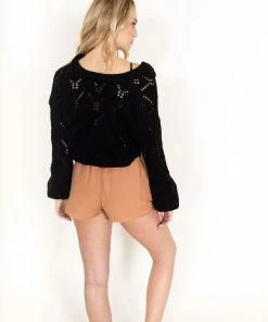 Le Rumi V-Neck Crop Sweater Black Tops