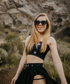 EastNWest Label Tops Star Top Black