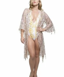 Hayden Nudes Sequin Kimono Champagne