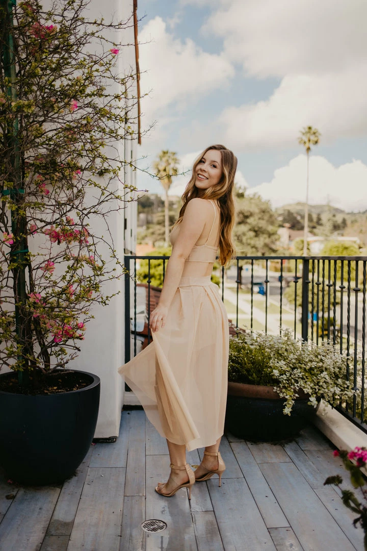 Samantha Eng Mesh Skirt Nude Bottoms 4 Samantha Eng Mesh Skirt Nude Bottoms