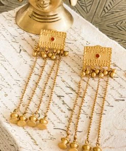 La Sierra Terracotta And Gold Qumran Earrings