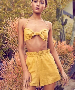 Dress Forum Yellow High Waist Shorts