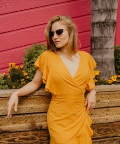 Jet Set Diaries Dresses Yellow Ruffled Dress