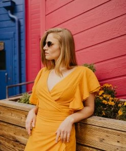 Jet Set Diaries Dresses Yellow Ruffled Dress