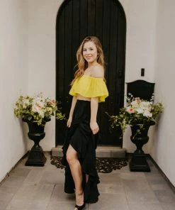 Shahida Parides Tops Ruffle Crop Top Yellow