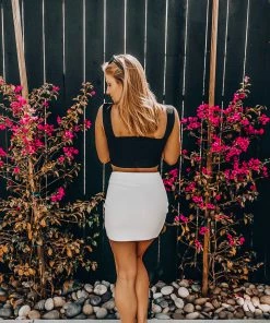 Samantha Eng Ribbed Mini Skirt Ivory