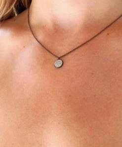 Be-Je Designs Accessories Black Pave Disk Necklace