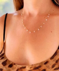 Be-Je Designs Accessories Gold Necklace With Dangling Crystals