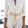 Beachy Side Thin Gold Crochet Belt