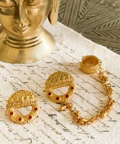 La Sierra Fez Gold & Terracotta Chain Earcuff Accessories