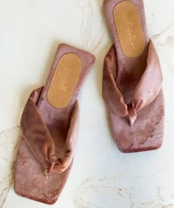 Jessica Caballero Pink Velvet Flip Flops