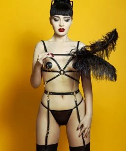 Fraulein Kink Black Ostrich Feather Teaser Lingerie