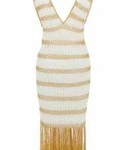 Beachy Side Gold And White Crochet Fringe Dress 19 Beachy Side Gold And White Crochet Fringe Dress