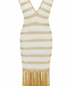 Beachy Side Gold And White Crochet Fringe Dress 21 Beachy Side Gold And White Crochet Fringe Dress