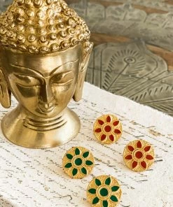 La Sierra Green And Gold Round Earrings