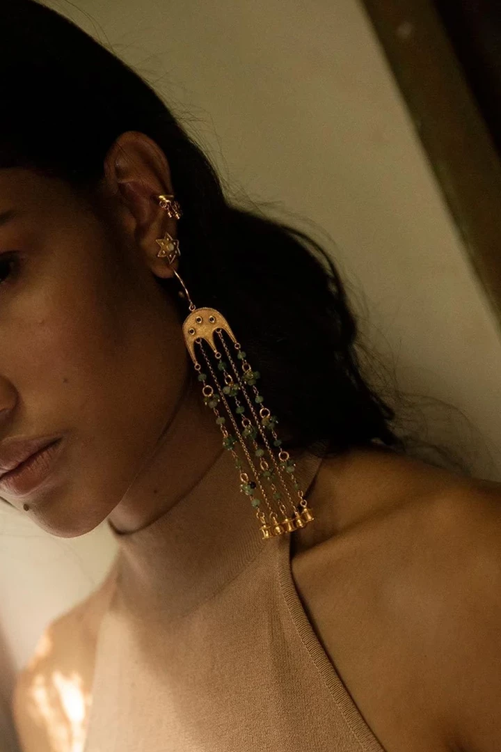 La Sierra Green Agate Chain Earrings Accessories 4 La Sierra Green Agate Chain Earrings Accessories