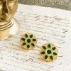La Sierra Green And Gold Round Earrings