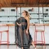 Beachy Side Swim Black Kaftan With Gold Trim