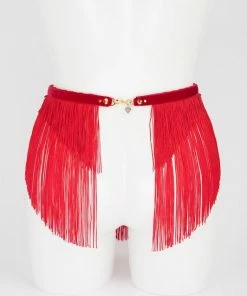 Fraulein Kink Red Fringe Skirt With Handcuffs Lingerie