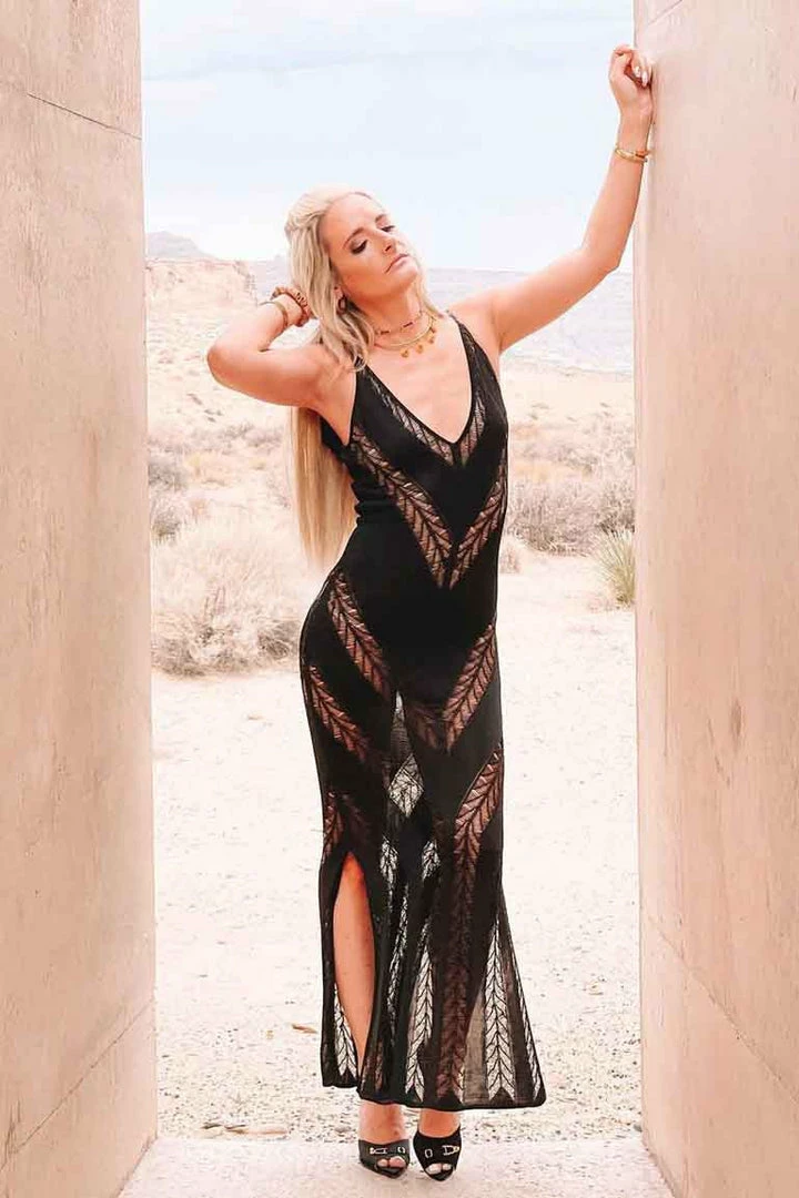 Moeva Black Knit Maxi Dress Dresses 7 Moeva Black Knit Maxi Dress Dresses