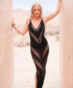 Moeva Black Knit Maxi Dress Dresses 16 Moeva Black Knit Maxi Dress Dresses