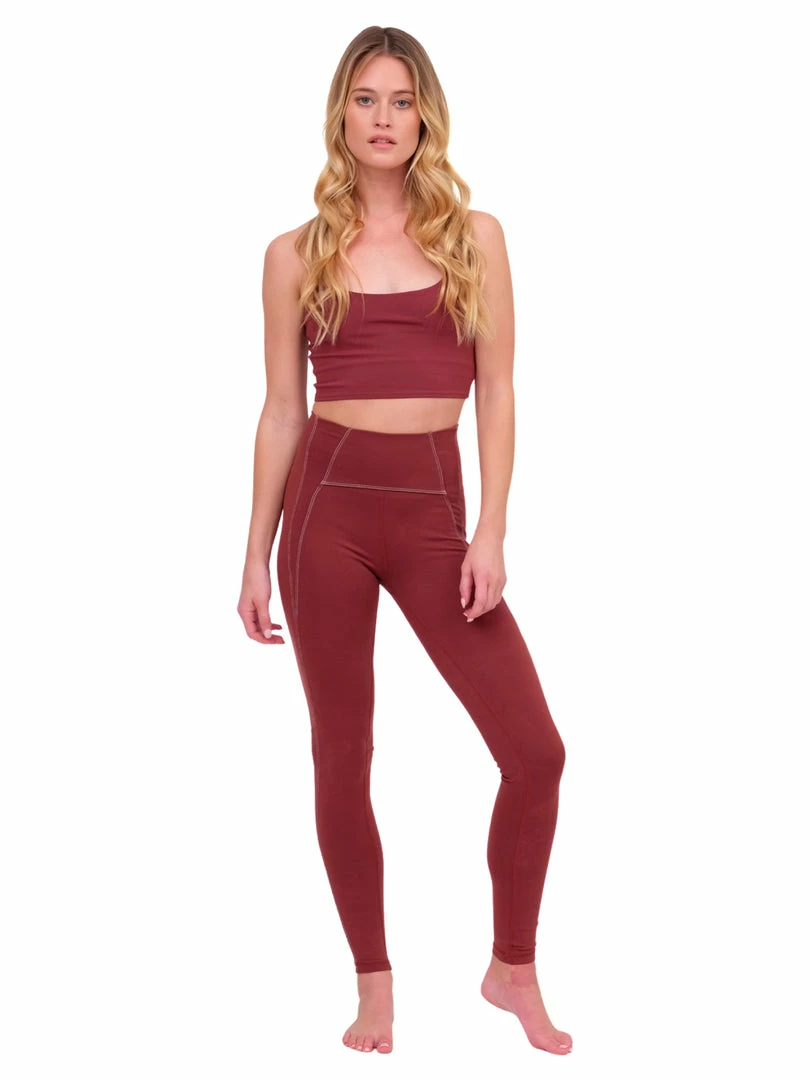 Glyder Merlot & White Contrast Yoga Pants 6 Glyder Merlot & White Contrast Yoga Pants