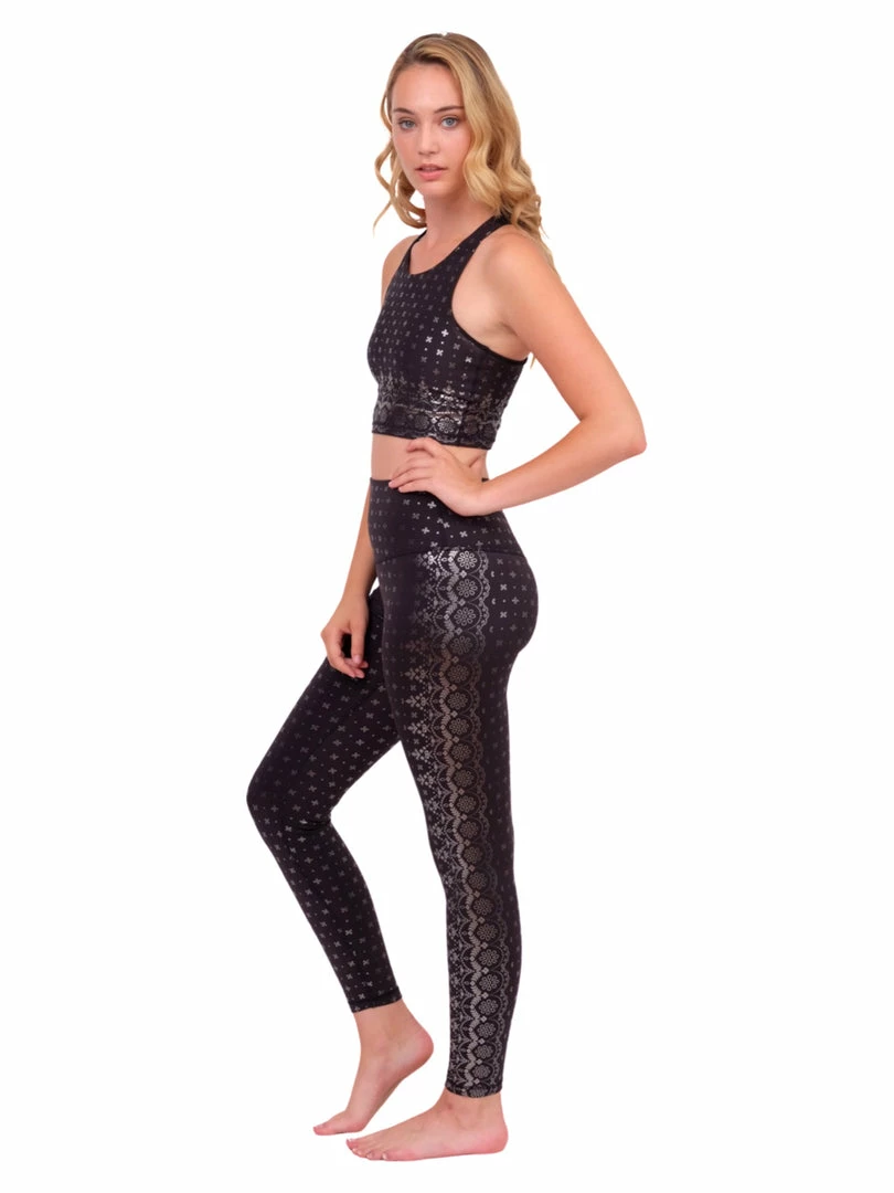 Glyder Metallic Silver & Black Sports Bra Activewear 8 Glyder Metallic Silver & Black Sports Bra Activewear