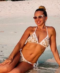 Baccio White & Gold Handpainted Bikini Bottoms