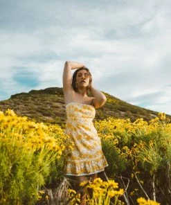 Saylor Yellow Floral Sequin Dress