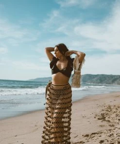 Beachy Side Black & Gold Crochet Skirt