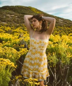 Saylor Yellow Floral Sequin Dress