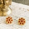La Sierra Terracotta And Gold Round Earrings
