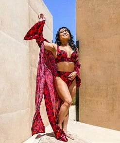 Aguaclara Tops Red Leopard Tunic Coverup