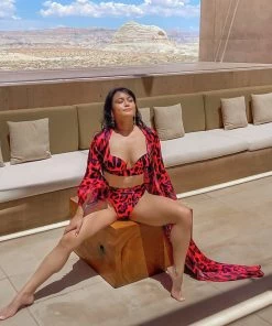 Aguaclara Tops Red Leopard Tunic Coverup