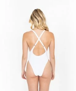 Baccio One Piece Swimsuit Gold Trim In White 21 Baccio One Piece Swimsuit Gold Trim In White